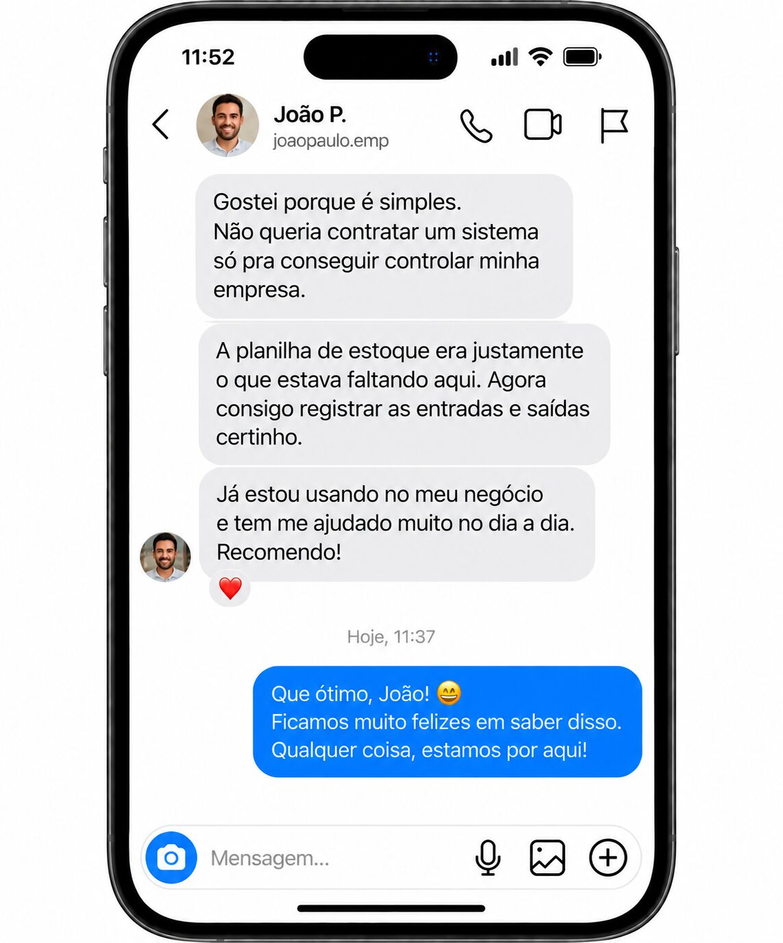 Depoimento de cliente